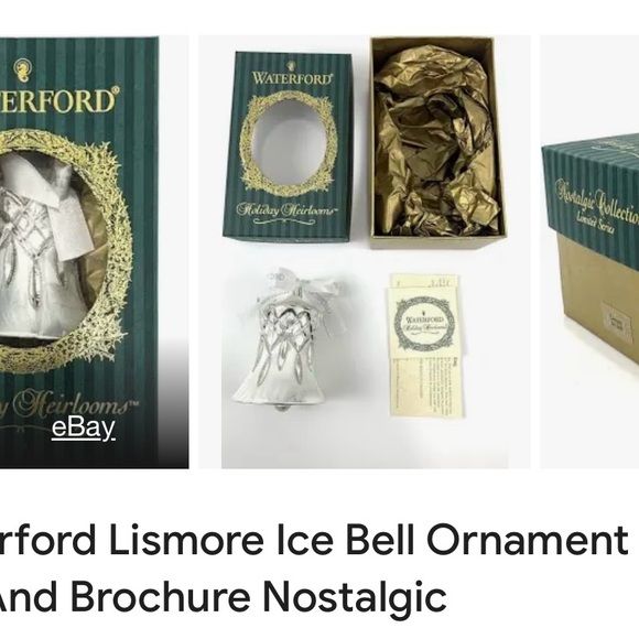 Waterford Lismore Holiday Heirloom ICE BELL. Ornament.  Lismore Since 1952. - Picture 4 of 12